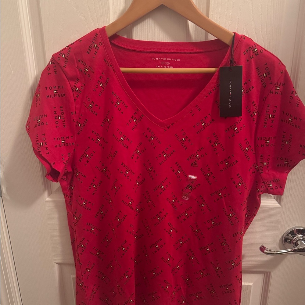 Tommy Hilfiger V-Neck Red Tee